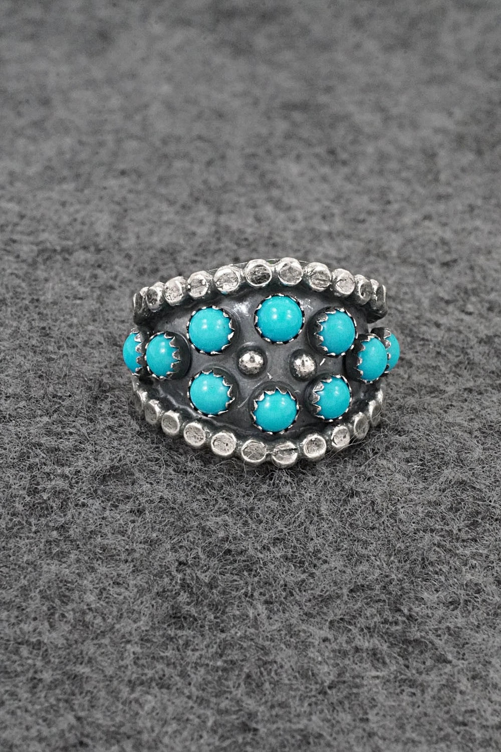 Turquoise & Sterling Silver Ring - Kenny Lonjose - Size 7.5