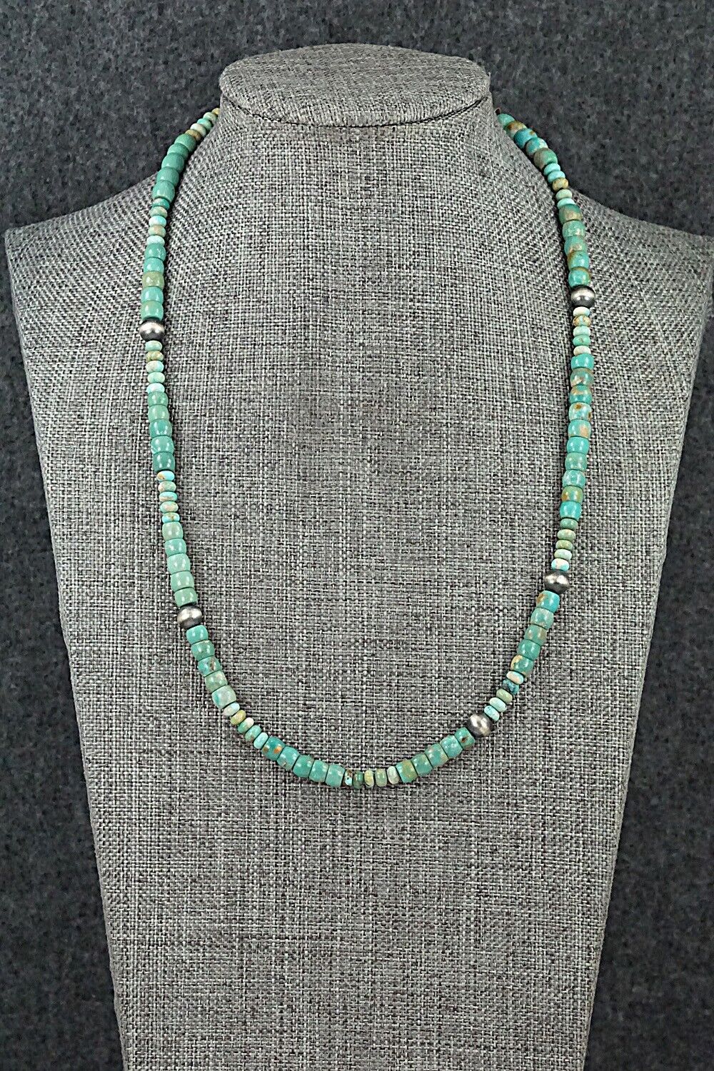 Turquoise & Sterling Silver Necklace 18" - Doreen Jake