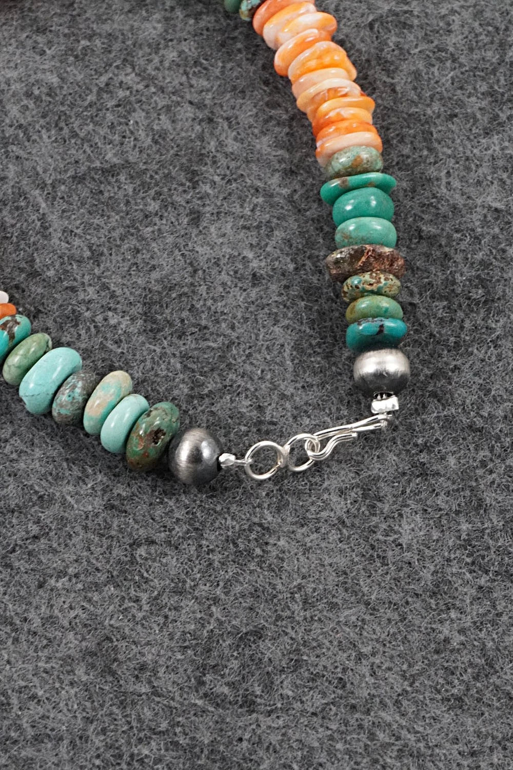 Turquoise, Spiny Oyster & Sterling Silver Bracelet - Doreen Jake