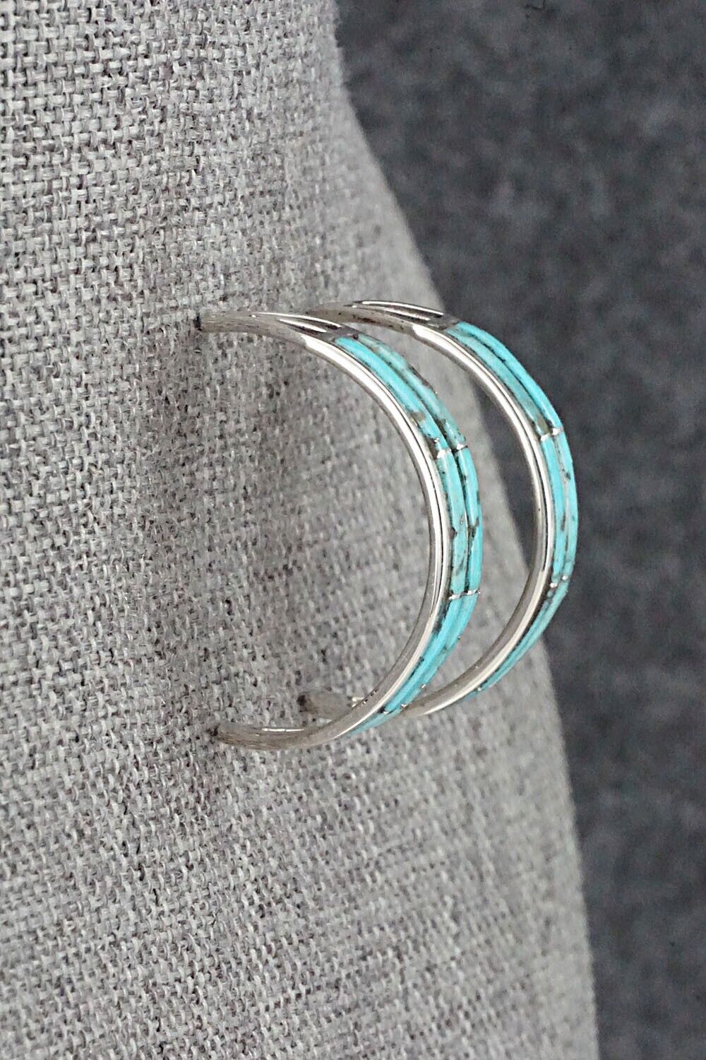 Turquoise & Sterling Silver Hoop Earrings - Andrew Enrico