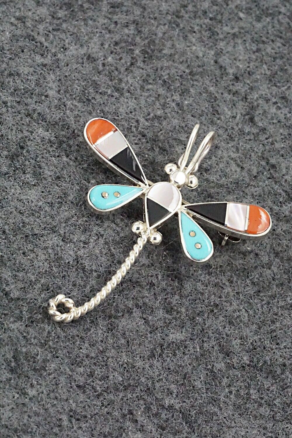 Multi Stone and Sterling Silver Pendant/Pin - Lyndon Ahiyite