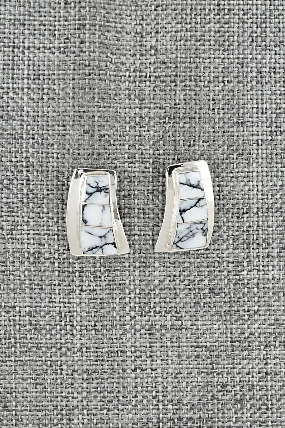 White Buffalo & Sterling Silver Earrings - Nathaniel Johnson
