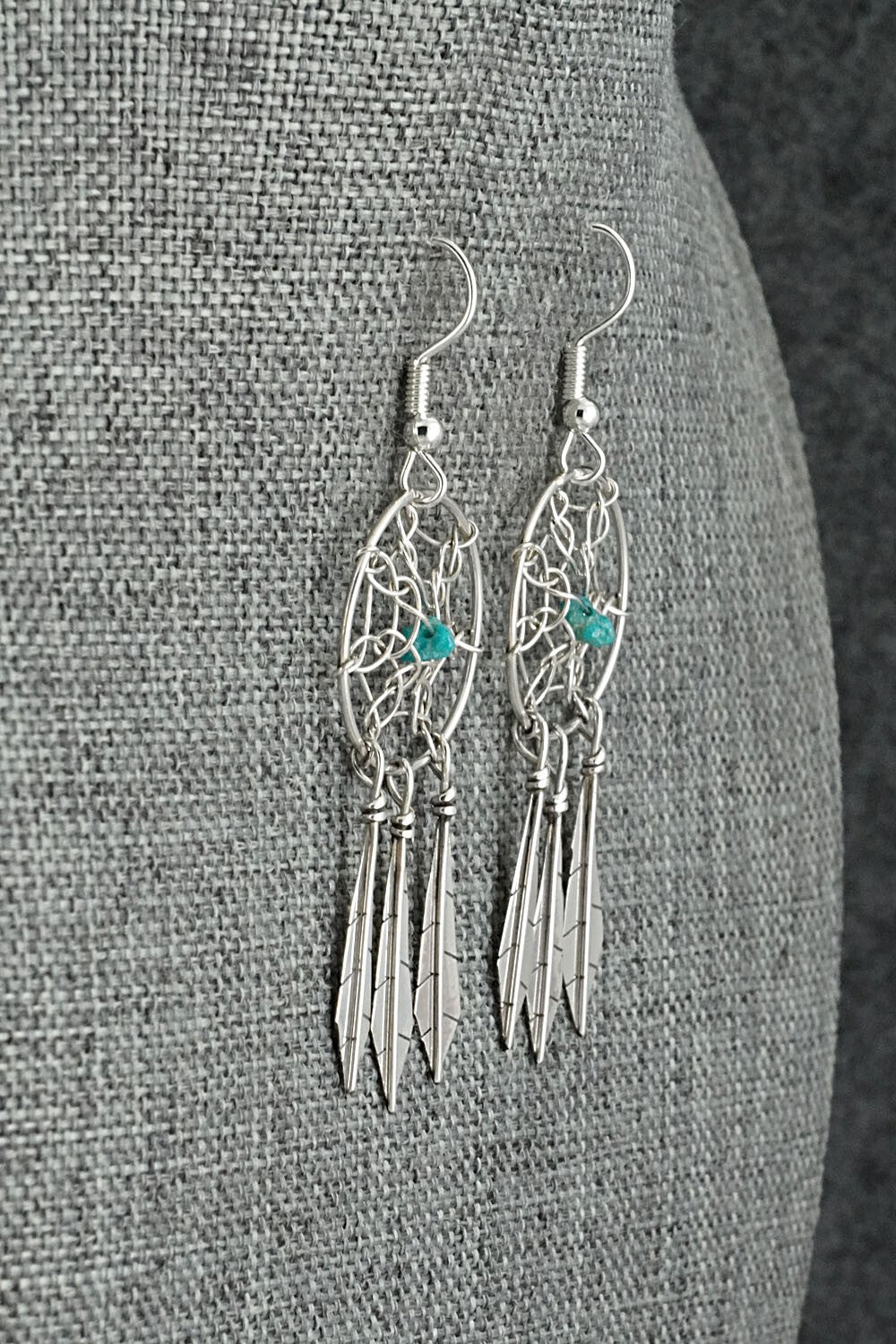 Turquoise & Sterling Silver Earrings - Lorenzo Arviso Jr.