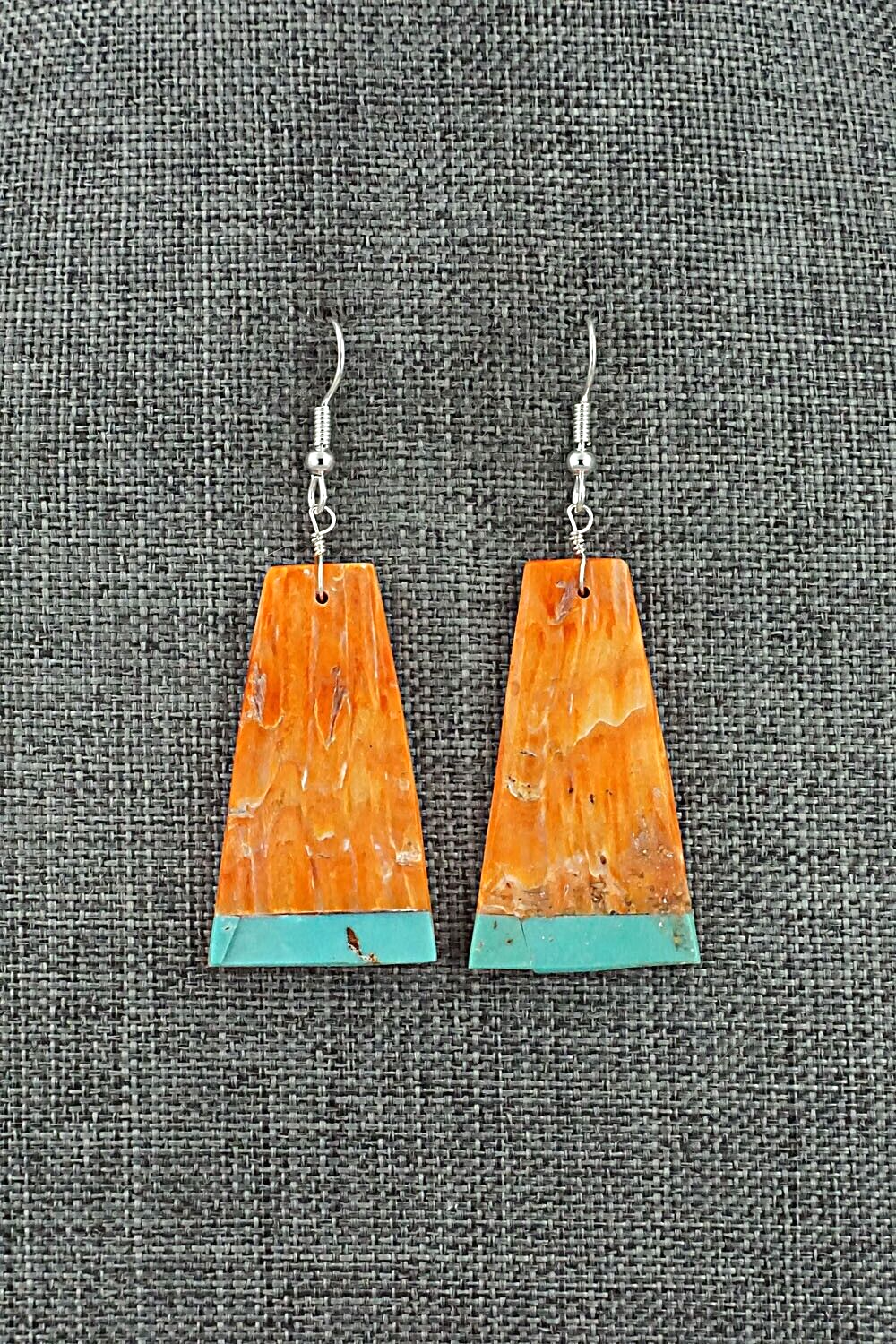 Spiny Oyster, Turquoise & Sterling Silver Earrings - Louise Pete