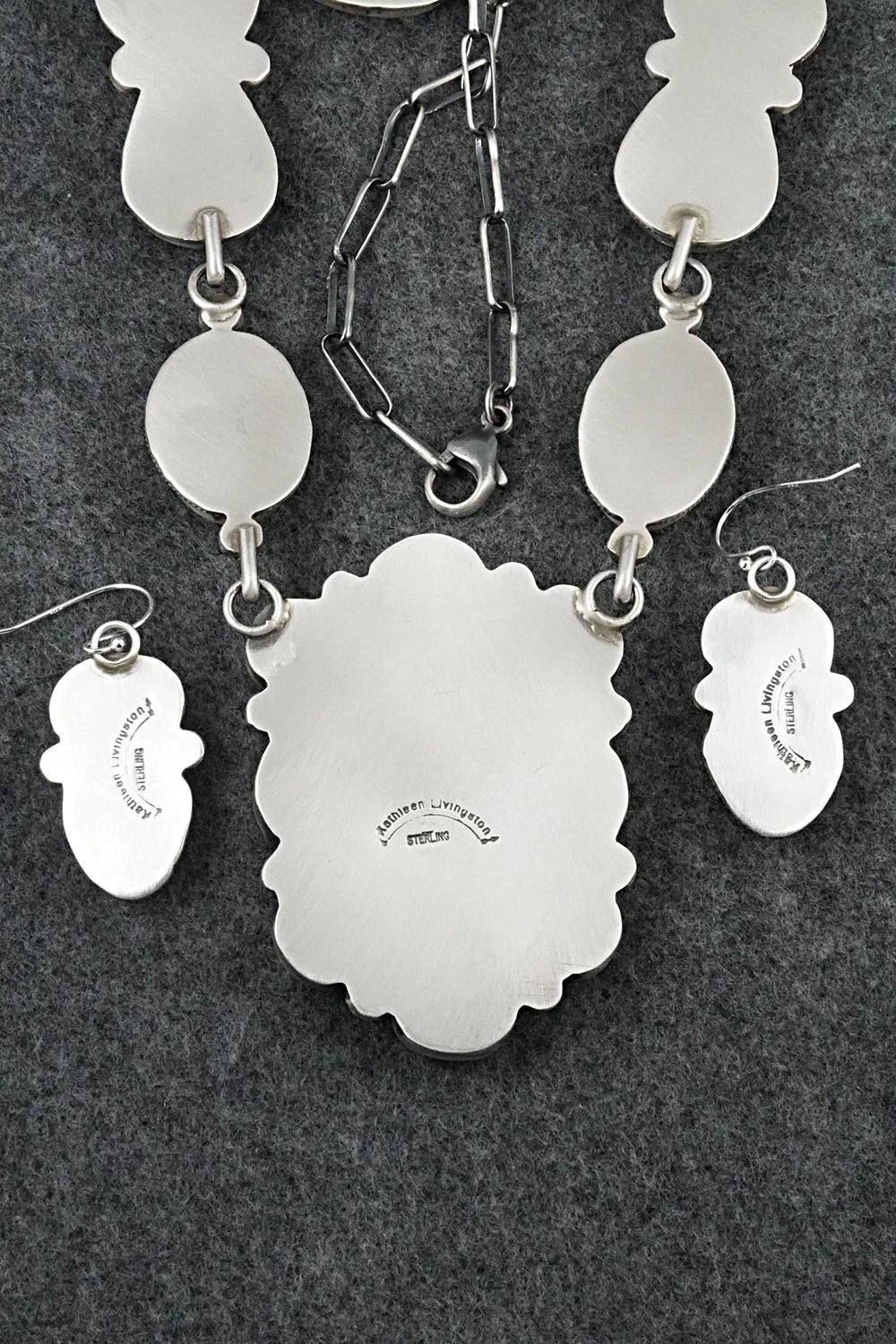 Turquoise & Sterling Silver Necklace and Earrings Set - Kathleen Livingston