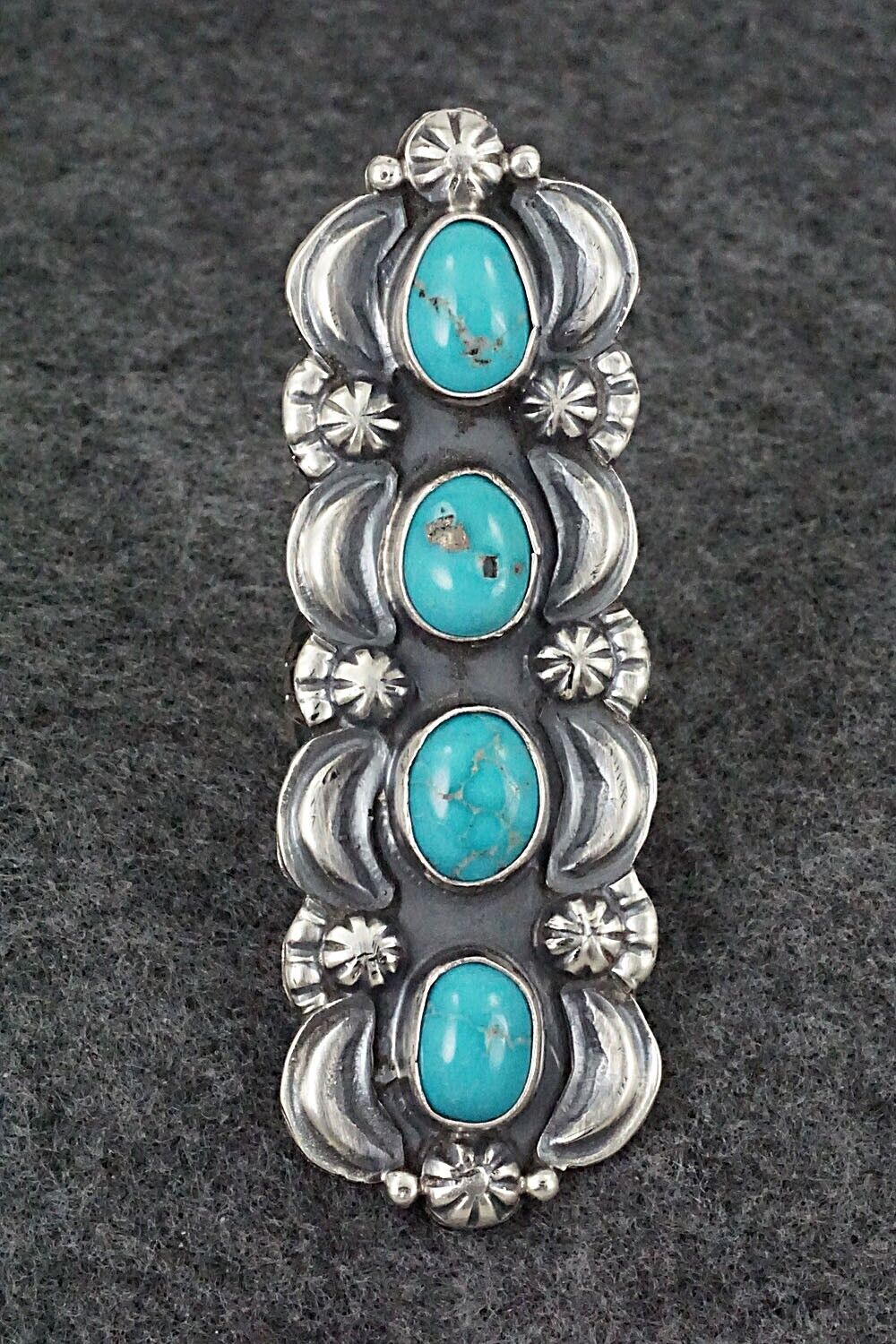 Turquoise & Sterling Silver Ring - Jeff James - Size 8