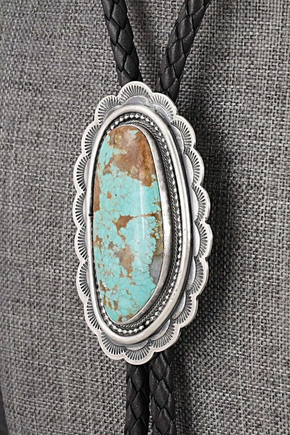 Turquoise & Sterling Silver Bolo Tie - Bobby Johnson