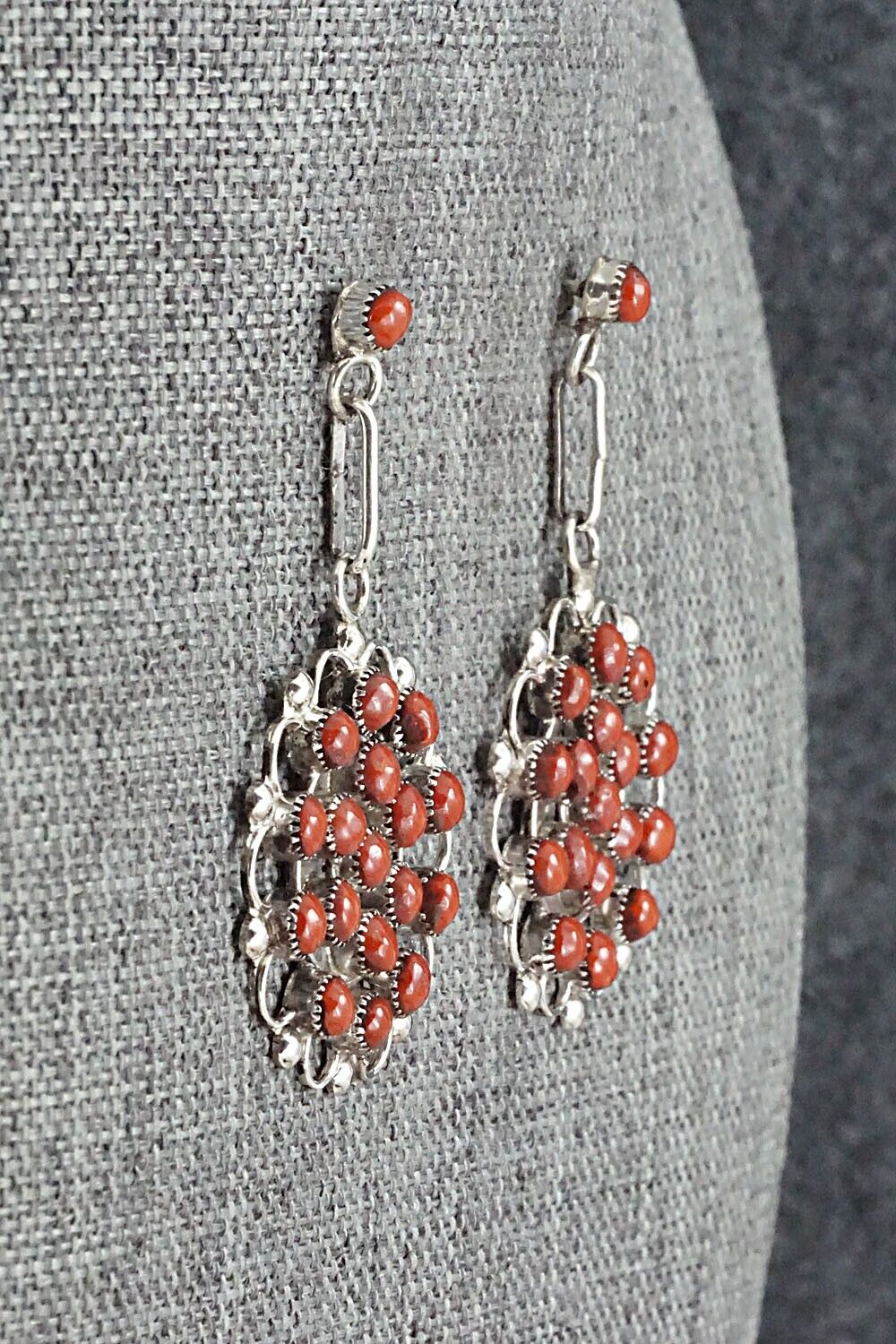 Coral & Sterling Silver Earrings - Yvette Kaamasee