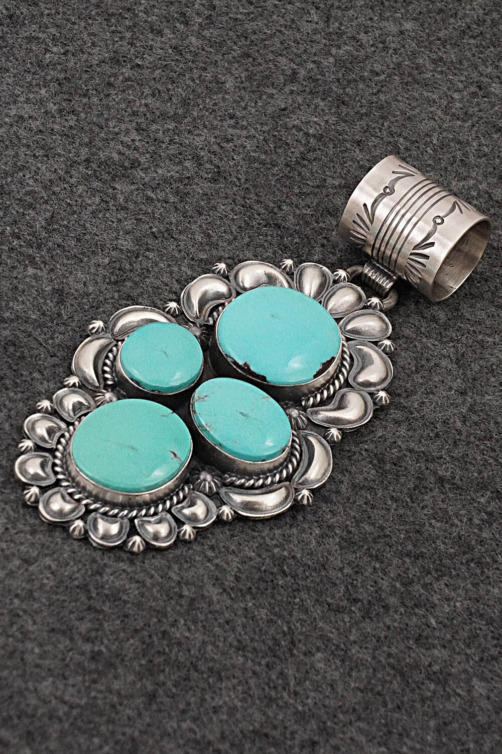 Turquoise & Sterling Silver Pendant - Raymond Delgarito