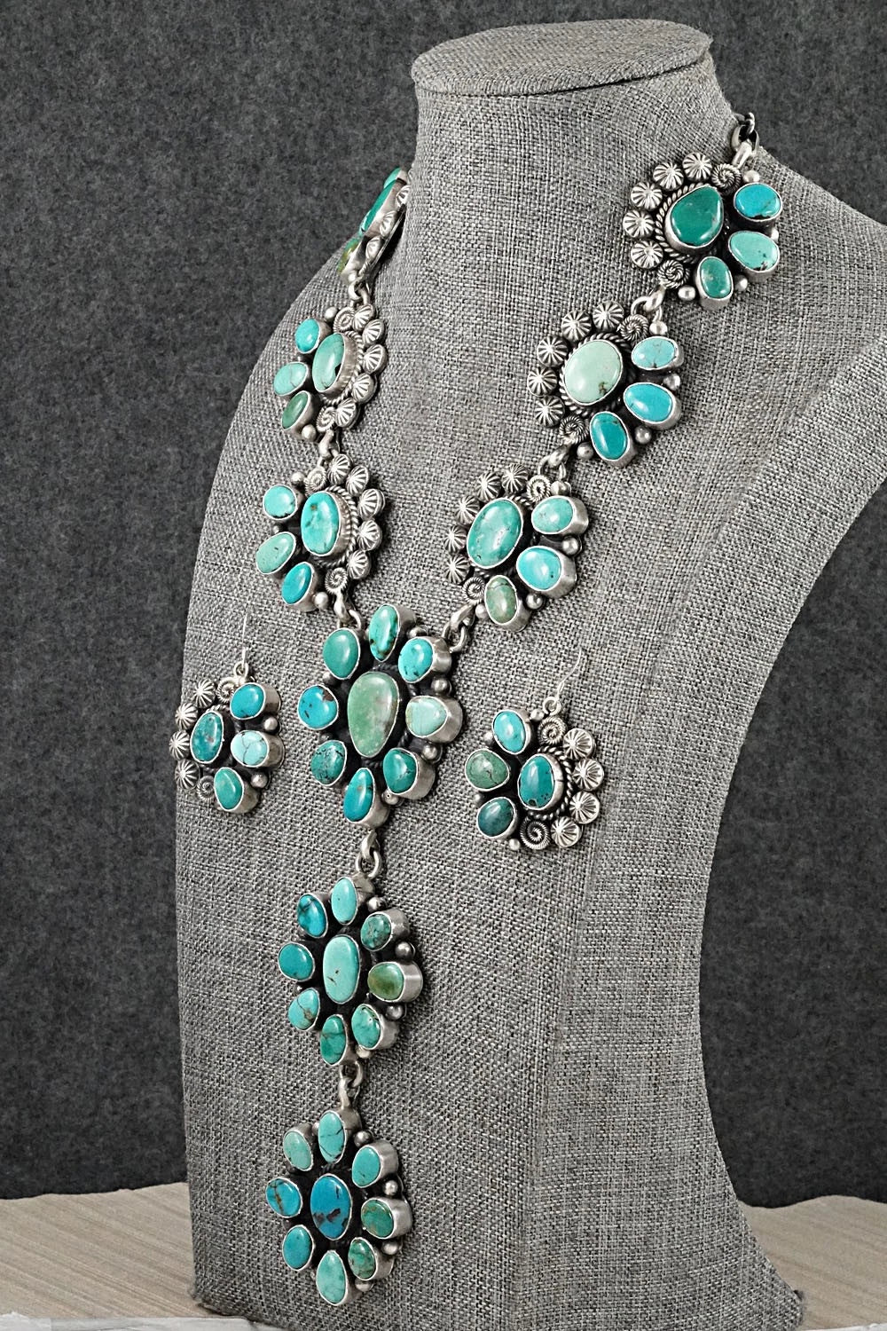 Turquoise & Sterling Silver Necklace and Earrings Set - Rosita Calladitto