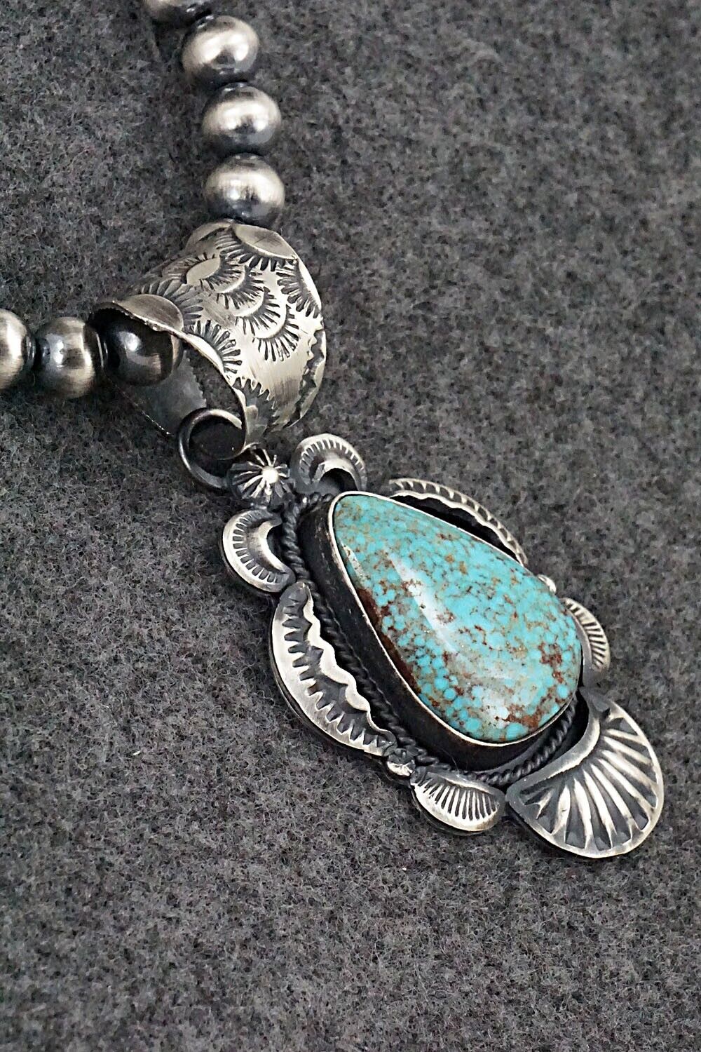 Turquoise & Sterling Silver Necklace - Gilbert Tom