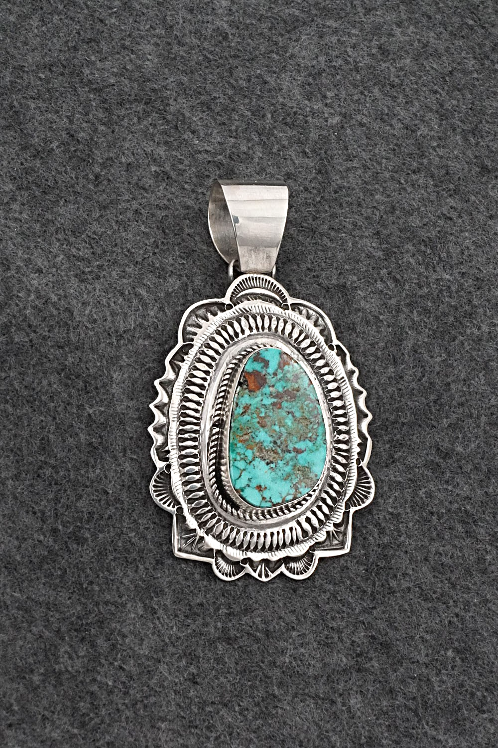 Turquoise & Sterling Silver Pendant - Leonard Maloney
