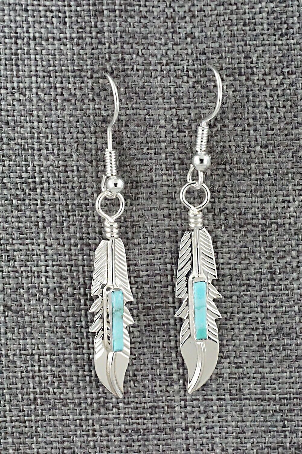 Turquoise & Sterling Silver Inlay Earrings - Allen Barney