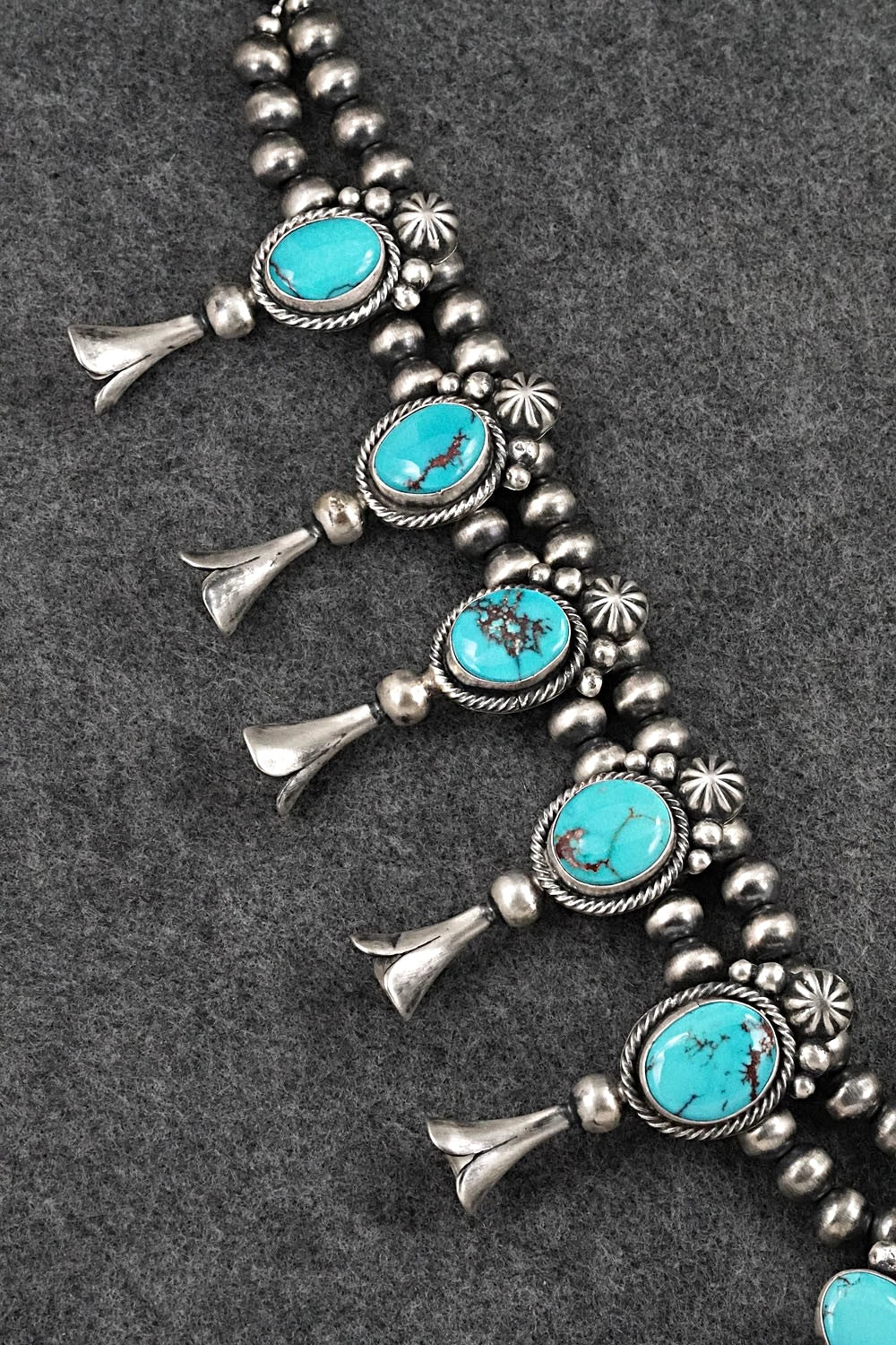 Turquoise & Sterling Silver Squash Blossom Set - Bobby Johnson