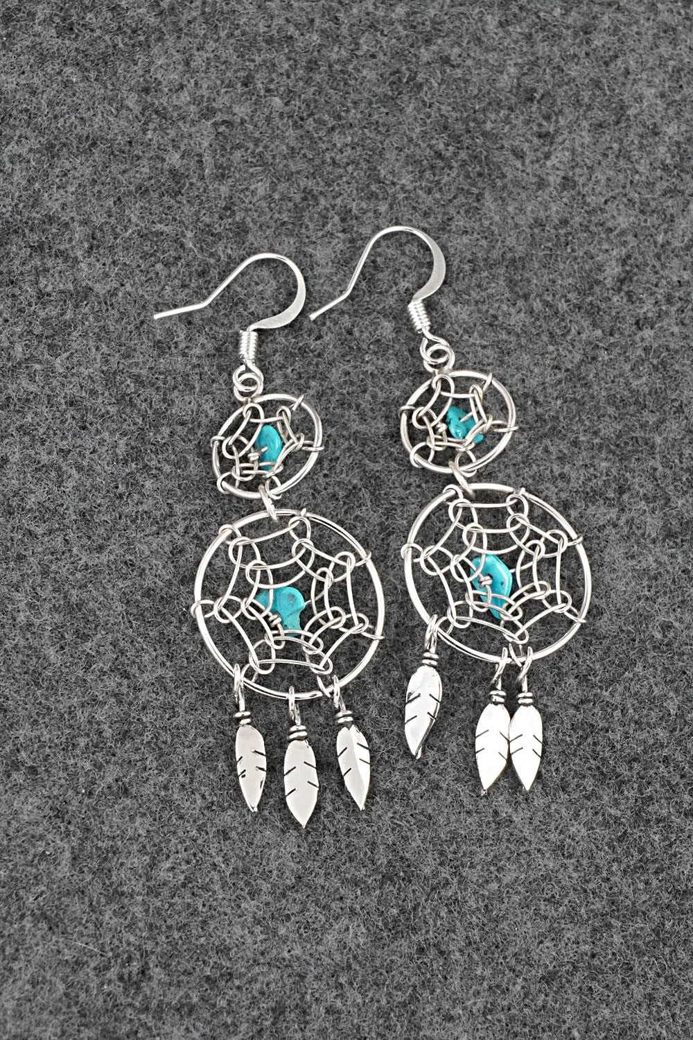 Turquoise & Sterling Silver Earrings - Lorenzo Arviso Jr.