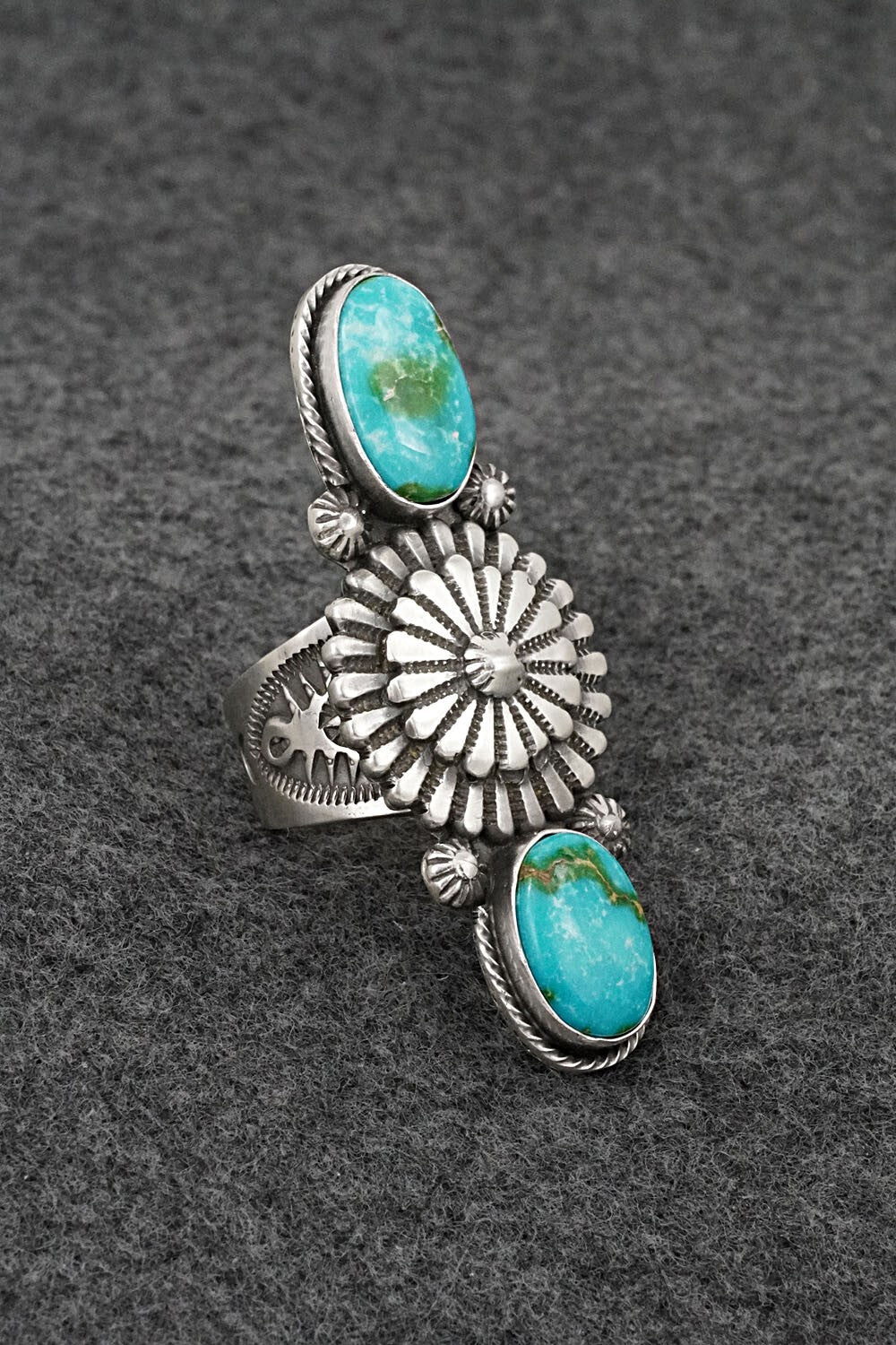 Turquoise & Sterling Silver Ring - Samuel Yellowhair - Size 5.5