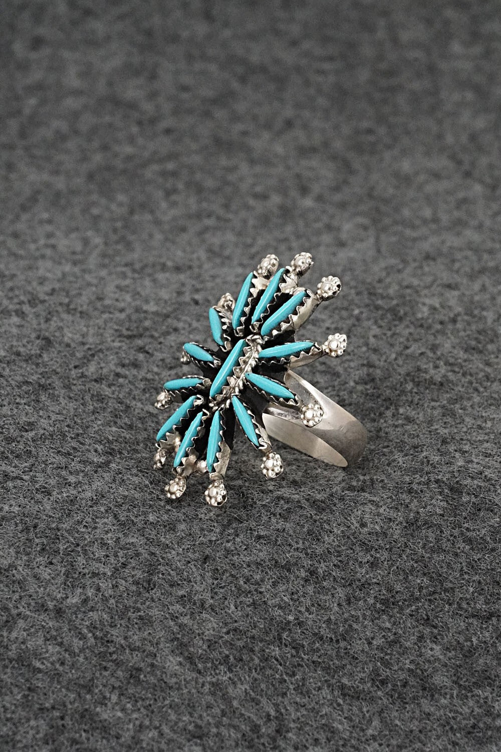 Turquoise & Sterling Silver Ring - Jack Etsate - Size 7