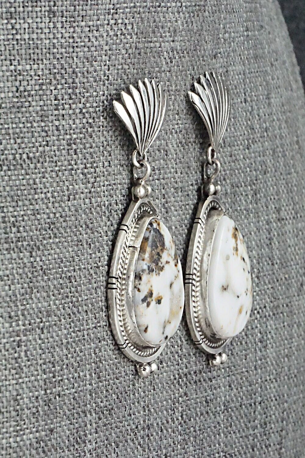 White Buffalo & Sterling Silver Earrings - Annie Spencer