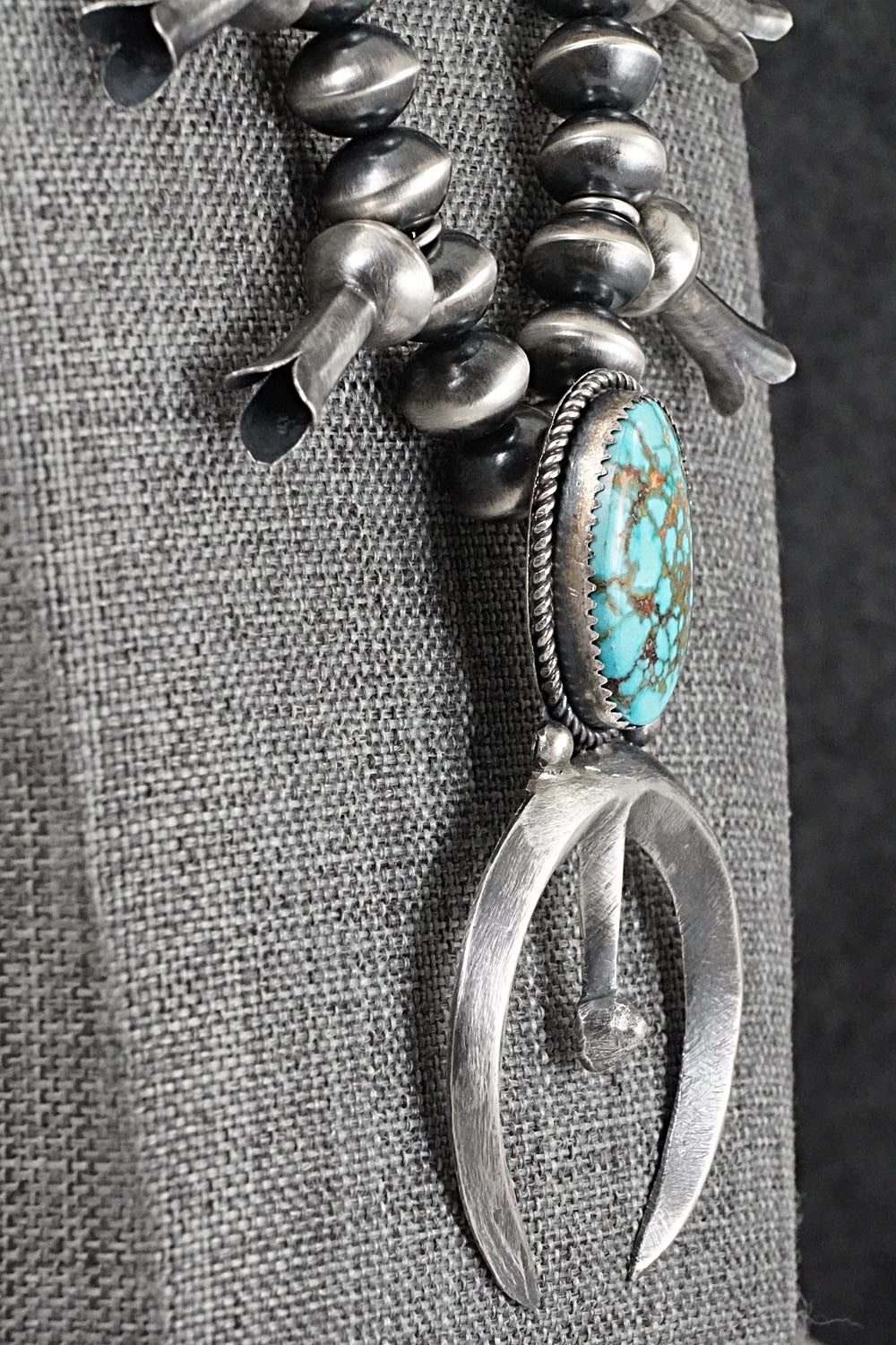 Turquoise & Sterling Silver Squash Blossom Necklace - Presley Haley