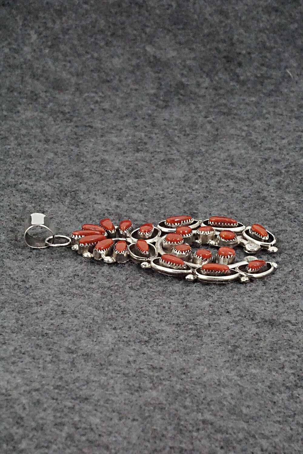 Coral & Sterling Silver Pendant - Vie Bobelu