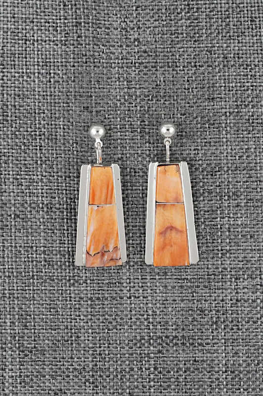 Spiny Oyster & Sterling Silver Earrings - Brenda Pete