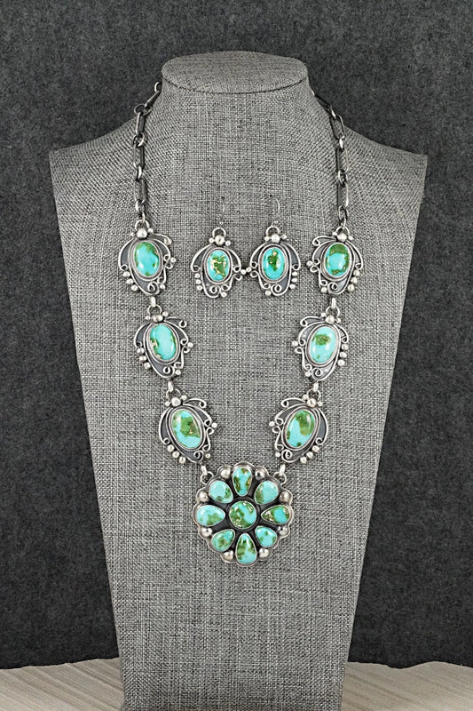 Turquoise & Sterling Silver Necklace and Earrings Set - Kathleen Livingston
