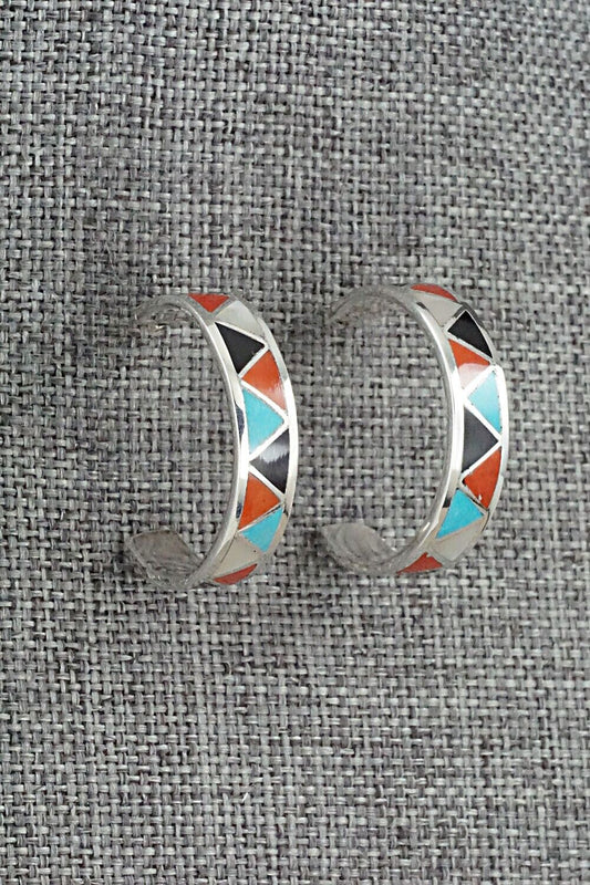 Multi-Stone & Sterling Silver Inlay Earrings - Claudine Haloo
