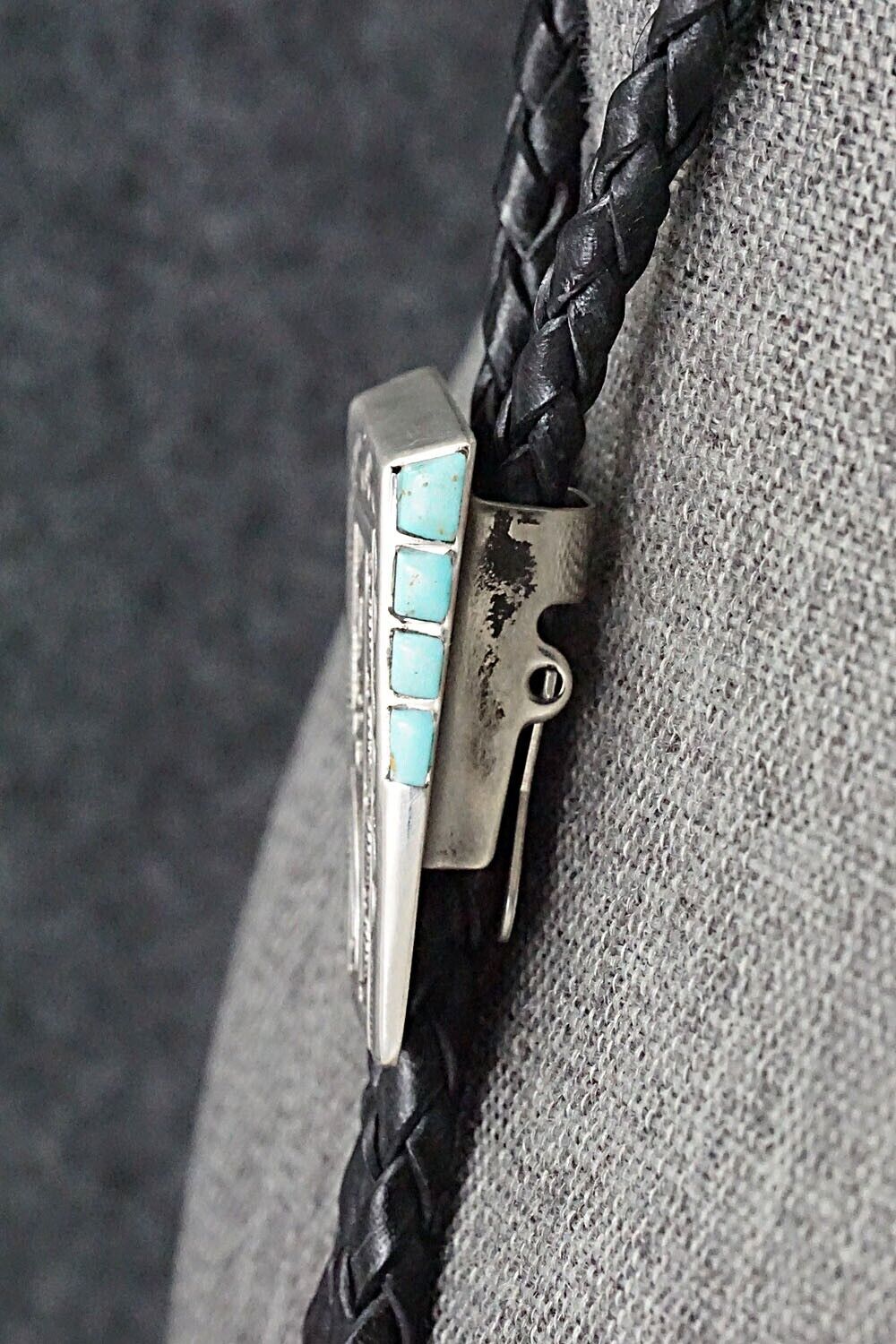 Turquoise & Sterling Silver Bolo Tie - Leonard Jim