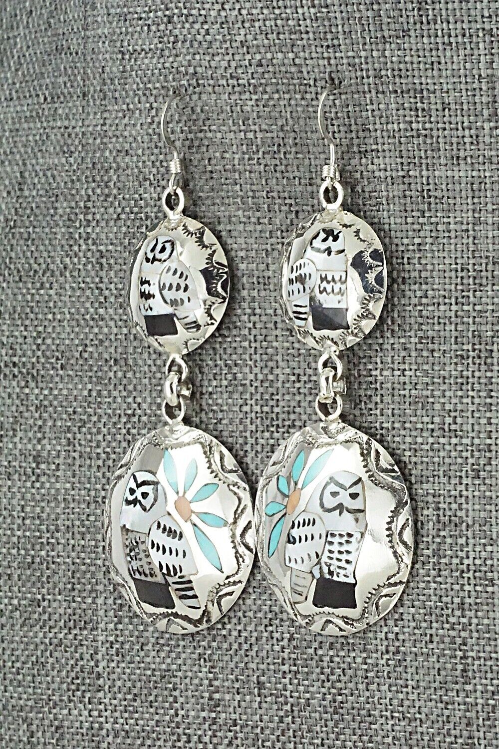 Multi Stone & Sterling Silver Earrings - Quintin Quam Sr.