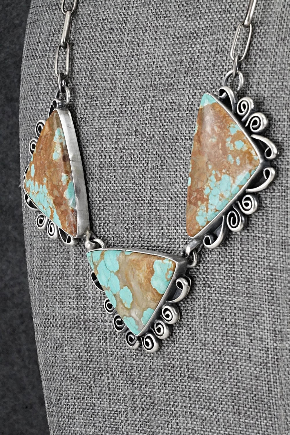 Turquoise & Sterling Silver Necklace and Earrings Set - Paul Livingston