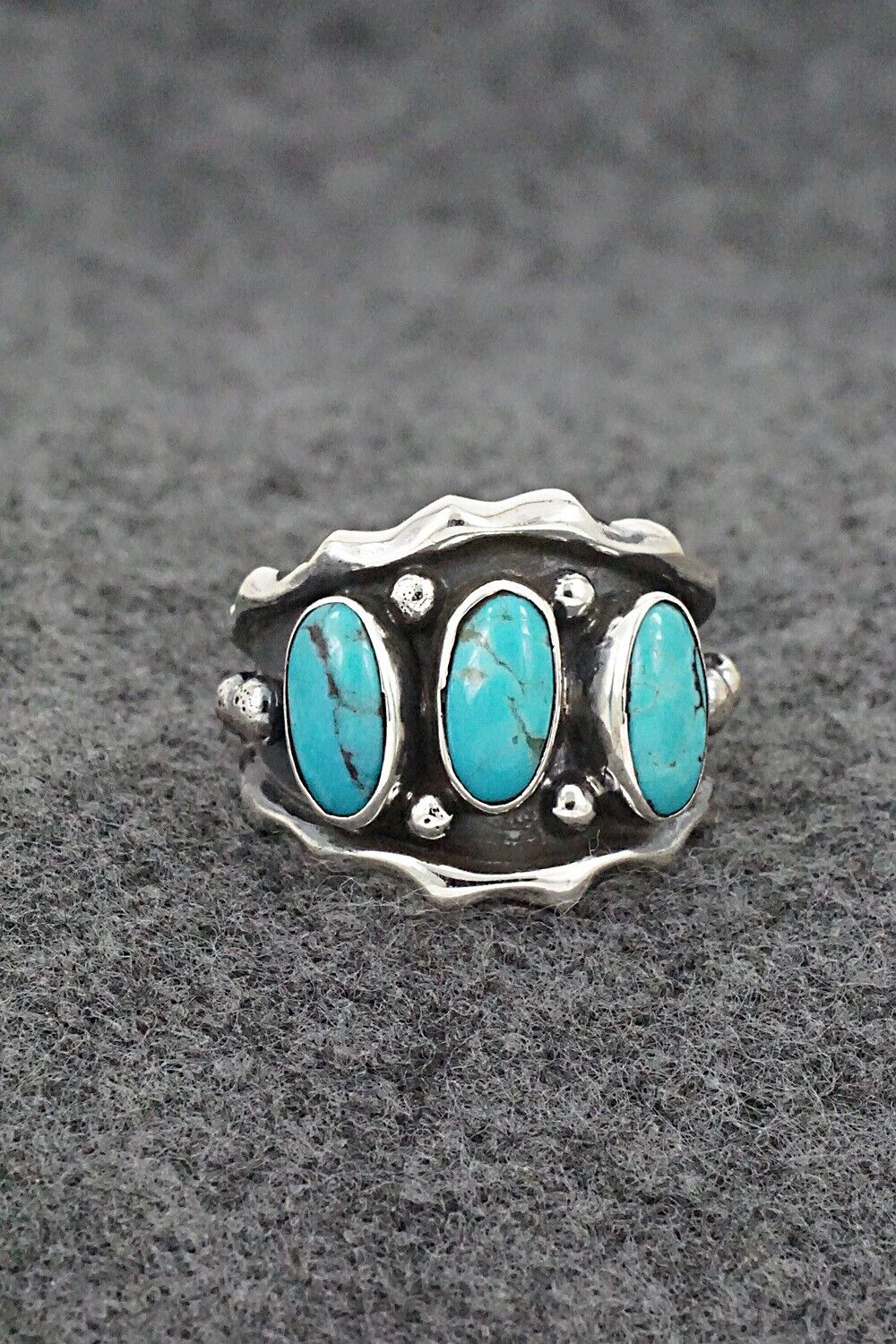 Turquoise & Sterling Silver Ring - Andrew Vandever - Size 9