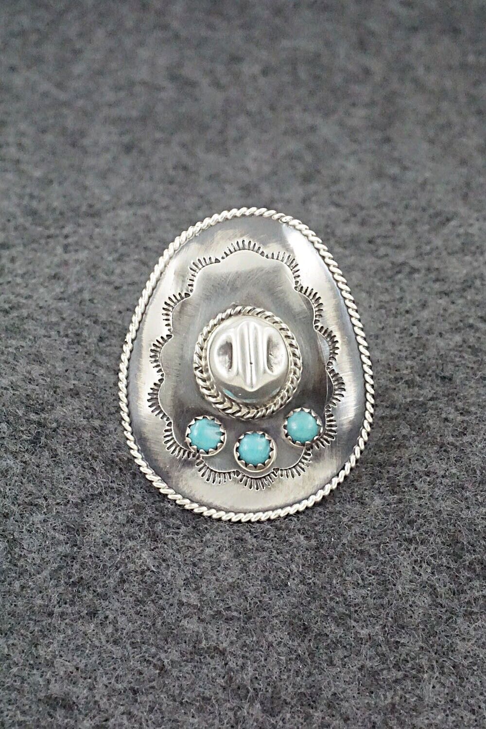 Turquoise & Sterling Silver Ring - Bobby Platero - Size 5.5