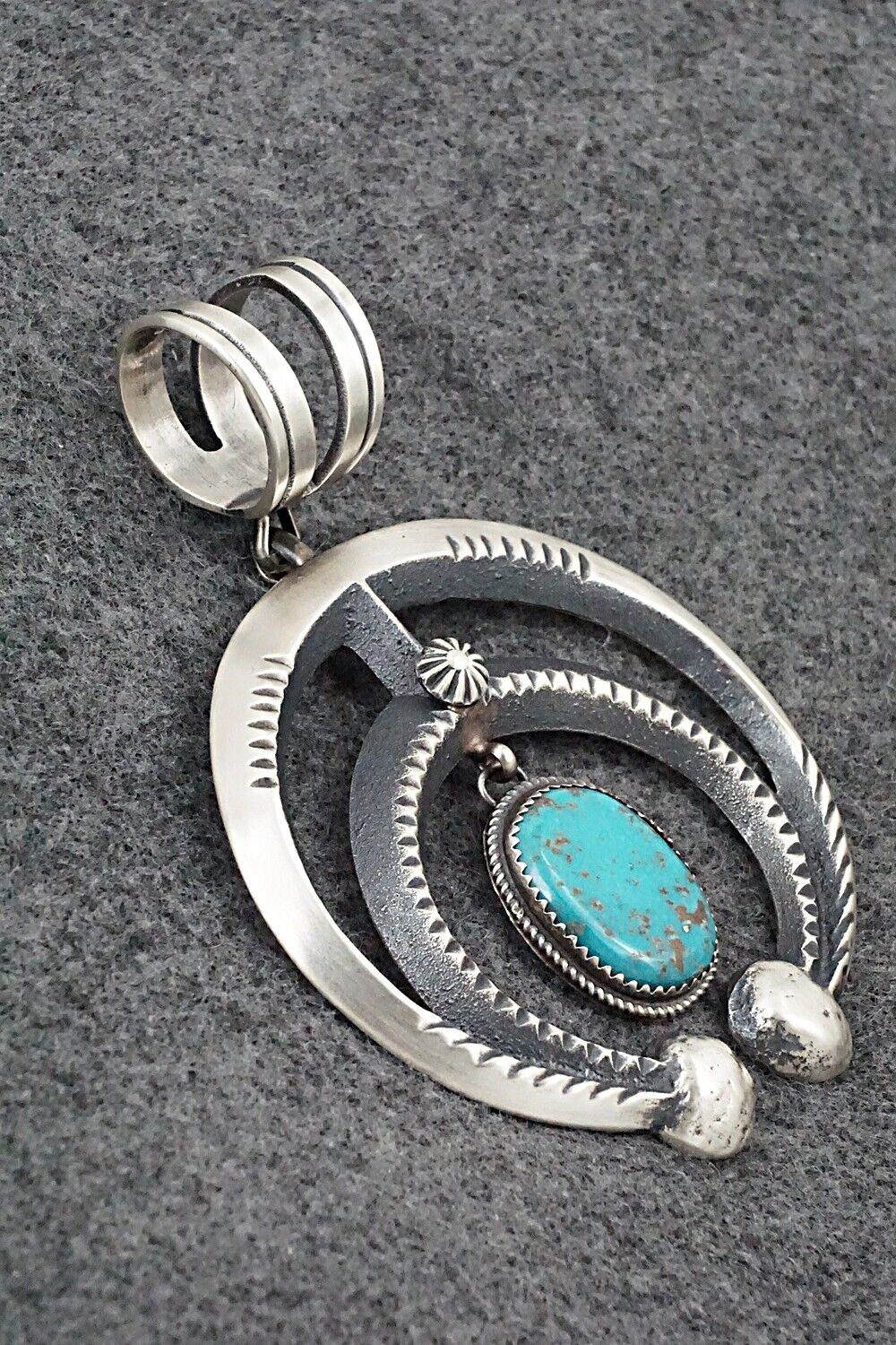 Turquoise & Sterling Silver Pendant - Martha Cayatineto