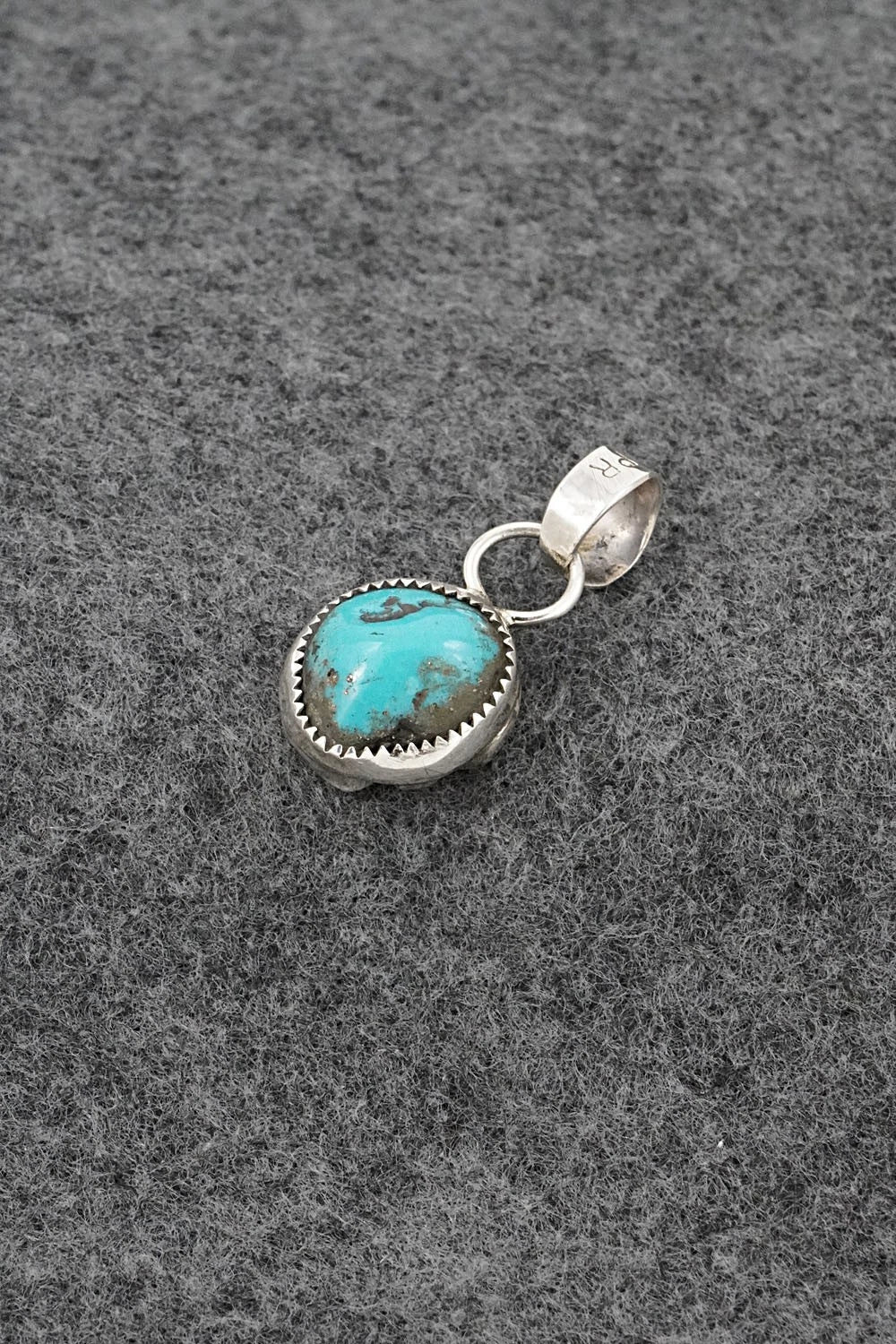 Turquoise, Coral & Sterling Silver Pendant - Priscilla Reeder