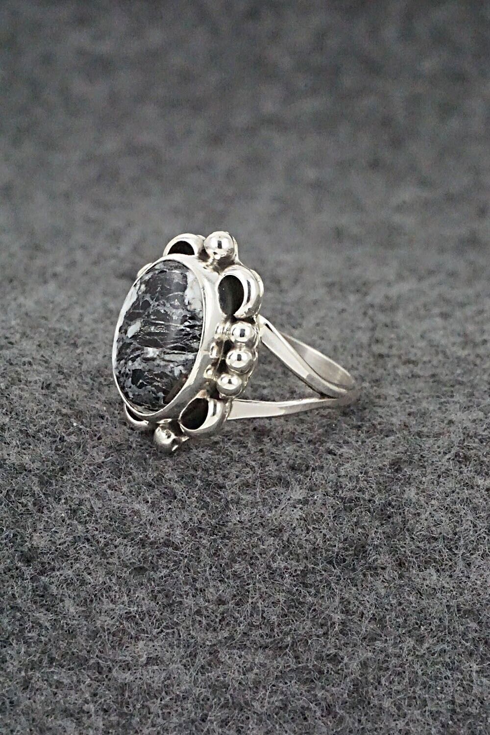 White Buffalo & Sterling Silver Ring - Priscilla Smith - Size 7.5