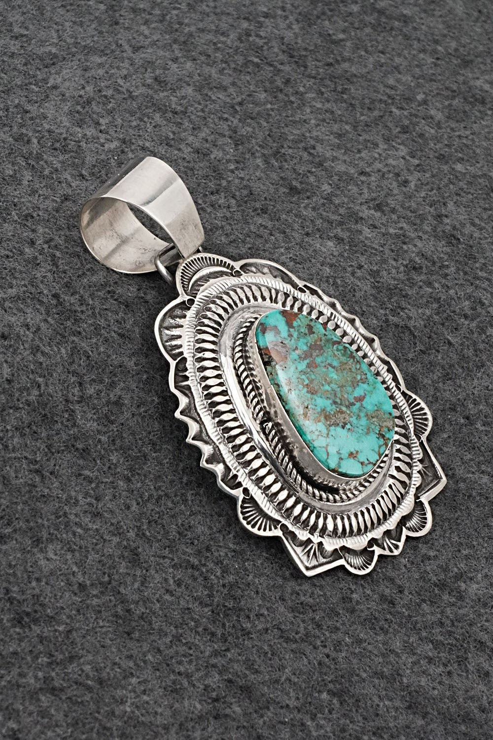 Turquoise & Sterling Silver Pendant - Leonard Maloney