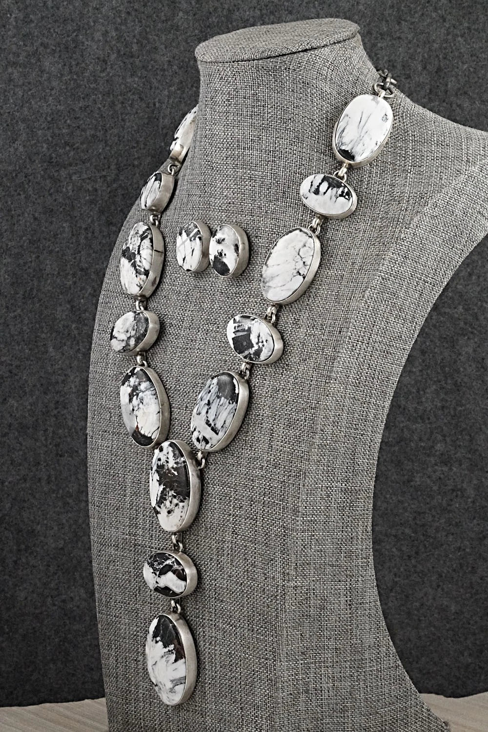 White Buffalo & Sterling Silver Necklace and Earrings Set - Darrin Livingston