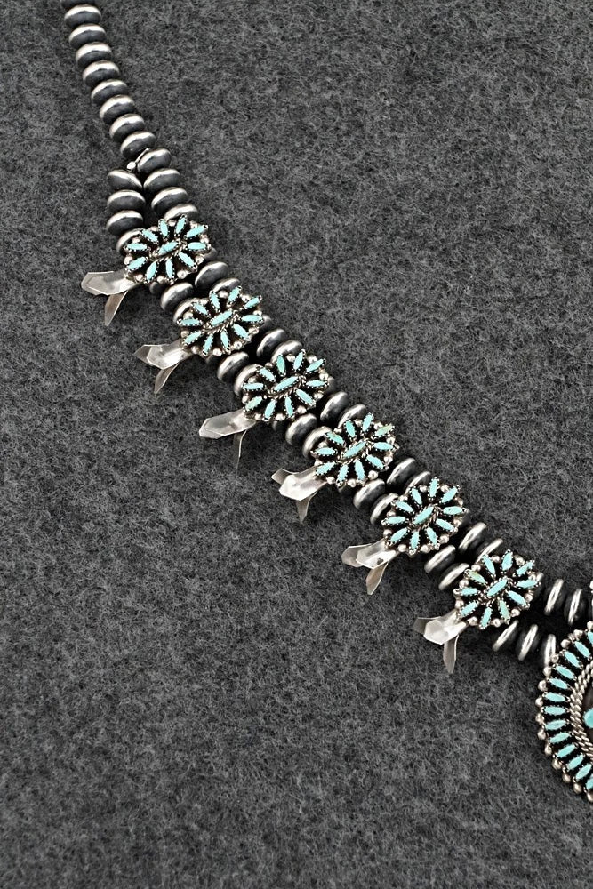 Turquoise & Sterling Silver Mini Squash Blossom Set - Lorena Peina