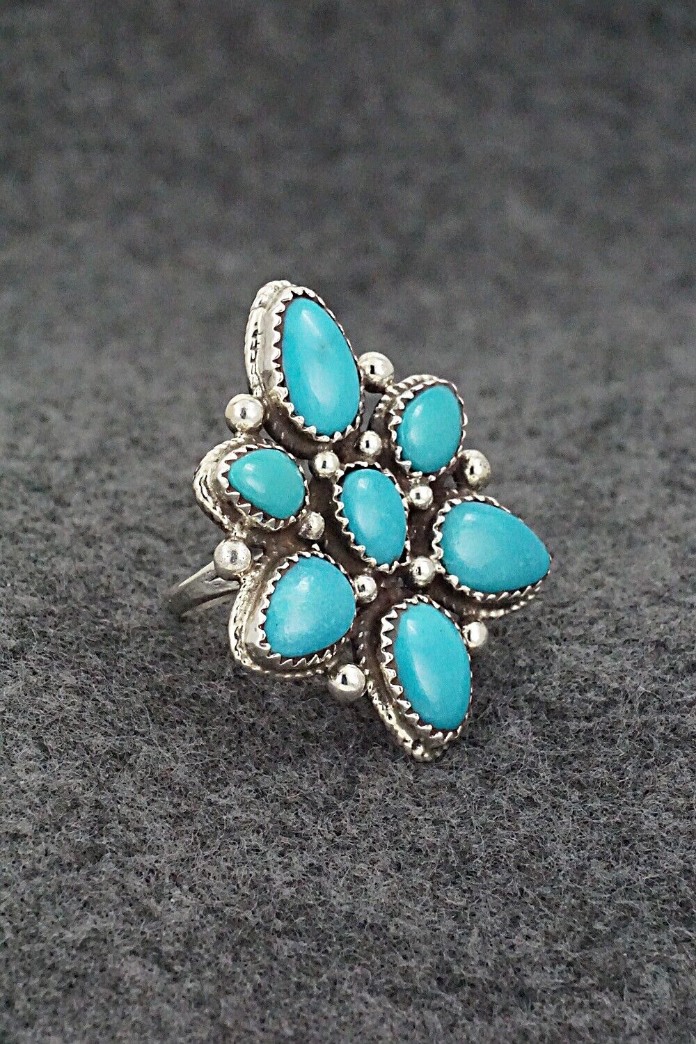 Turquoise & Sterling Silver Ring - Ernest Hawthorne - Size 8