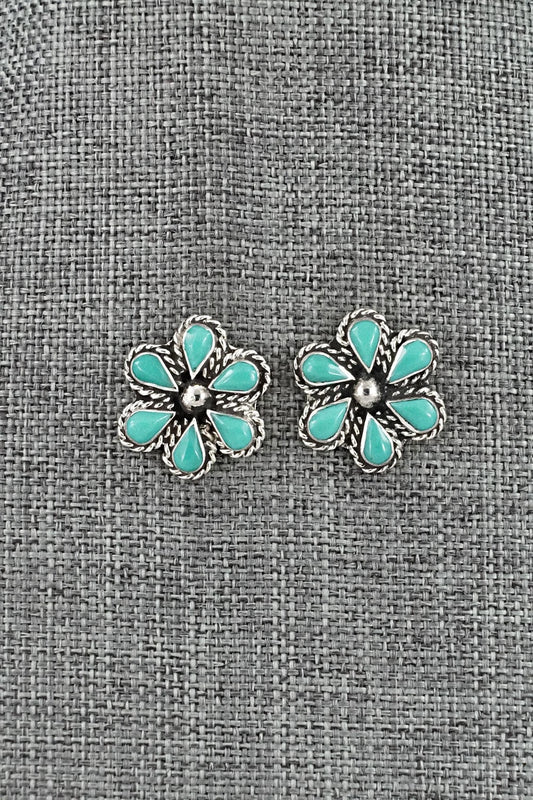 Turquoise & Sterling Silver Earrings - Carol Lateyice