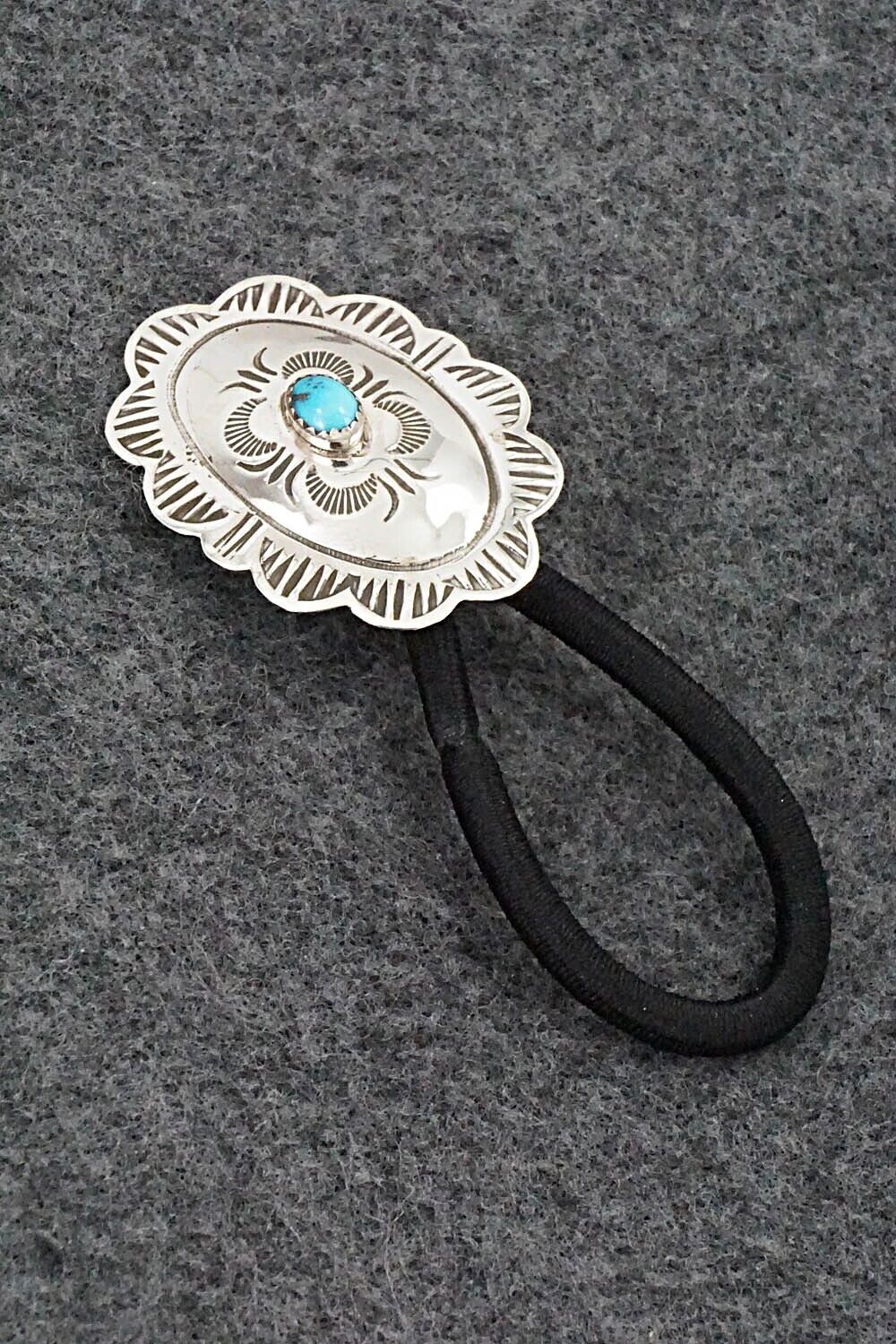 Turquoise & Sterling Silver Hair Tie - Bertha Begay