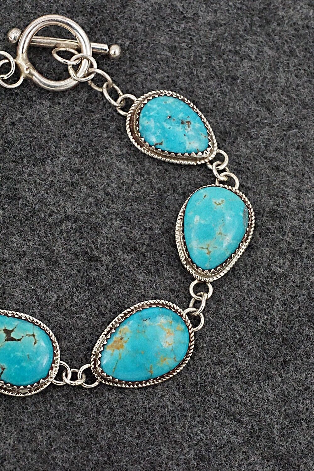 Turquoise & Sterling Silver Link Bracelet - Ernest Hawthorne