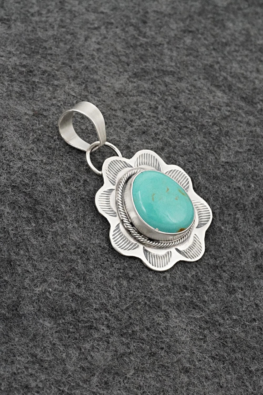 Turquoise & Sterling Silver Pendant - Cordell Platero