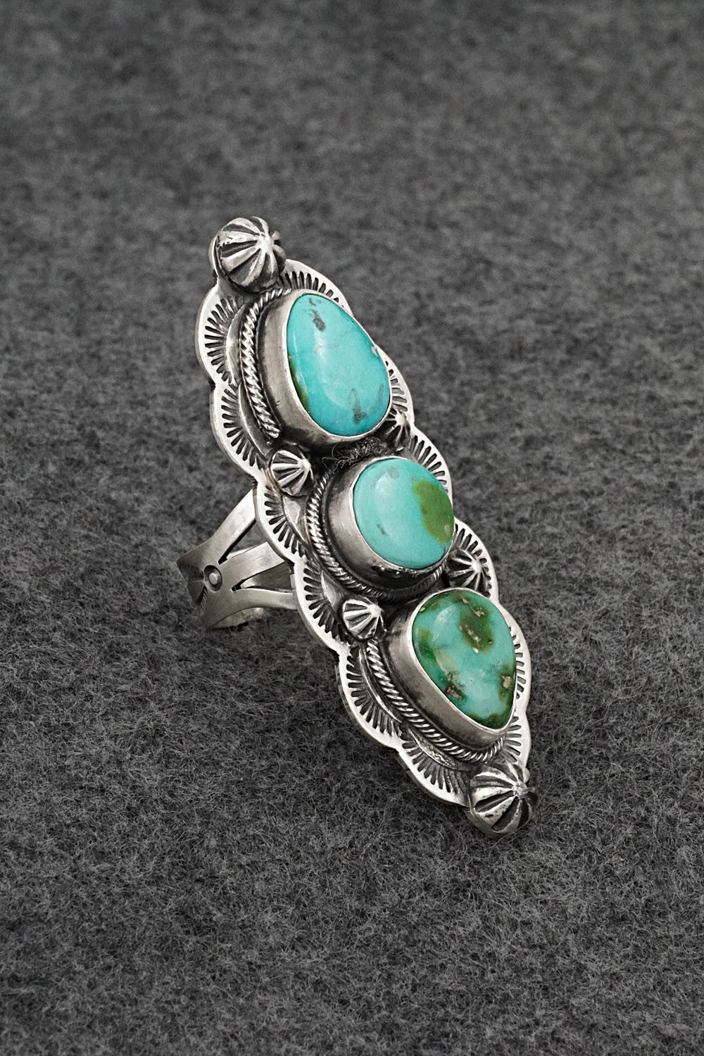 Turquoise & Sterling Silver Ring - Bobby Johnson - Size 8.5