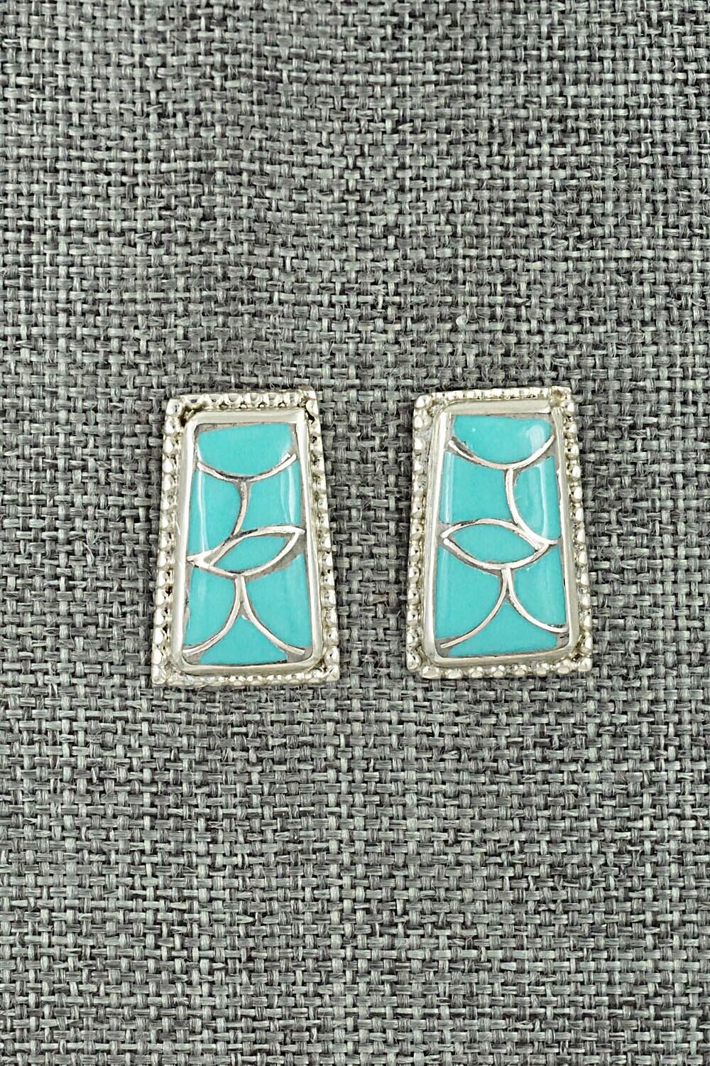Turquoise & Sterling Silver Earrings - Karlene Seowtewa