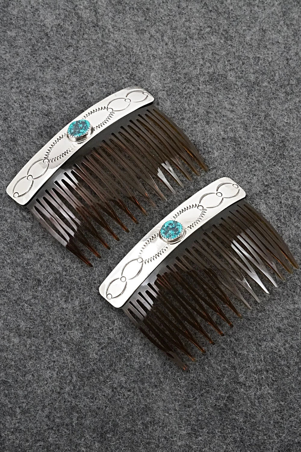 Turquoise & Sterling Silver Hair Combs - Joann Silver