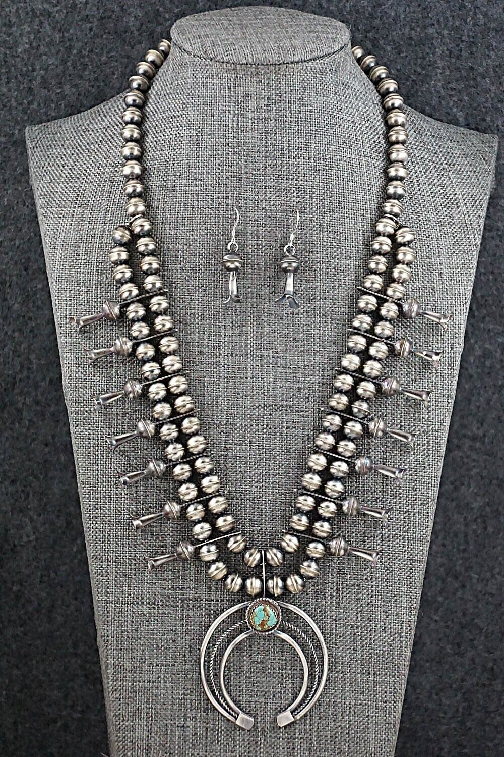 Turquoise & Sterling Silver Squash Blossom Set - Phil Garcia