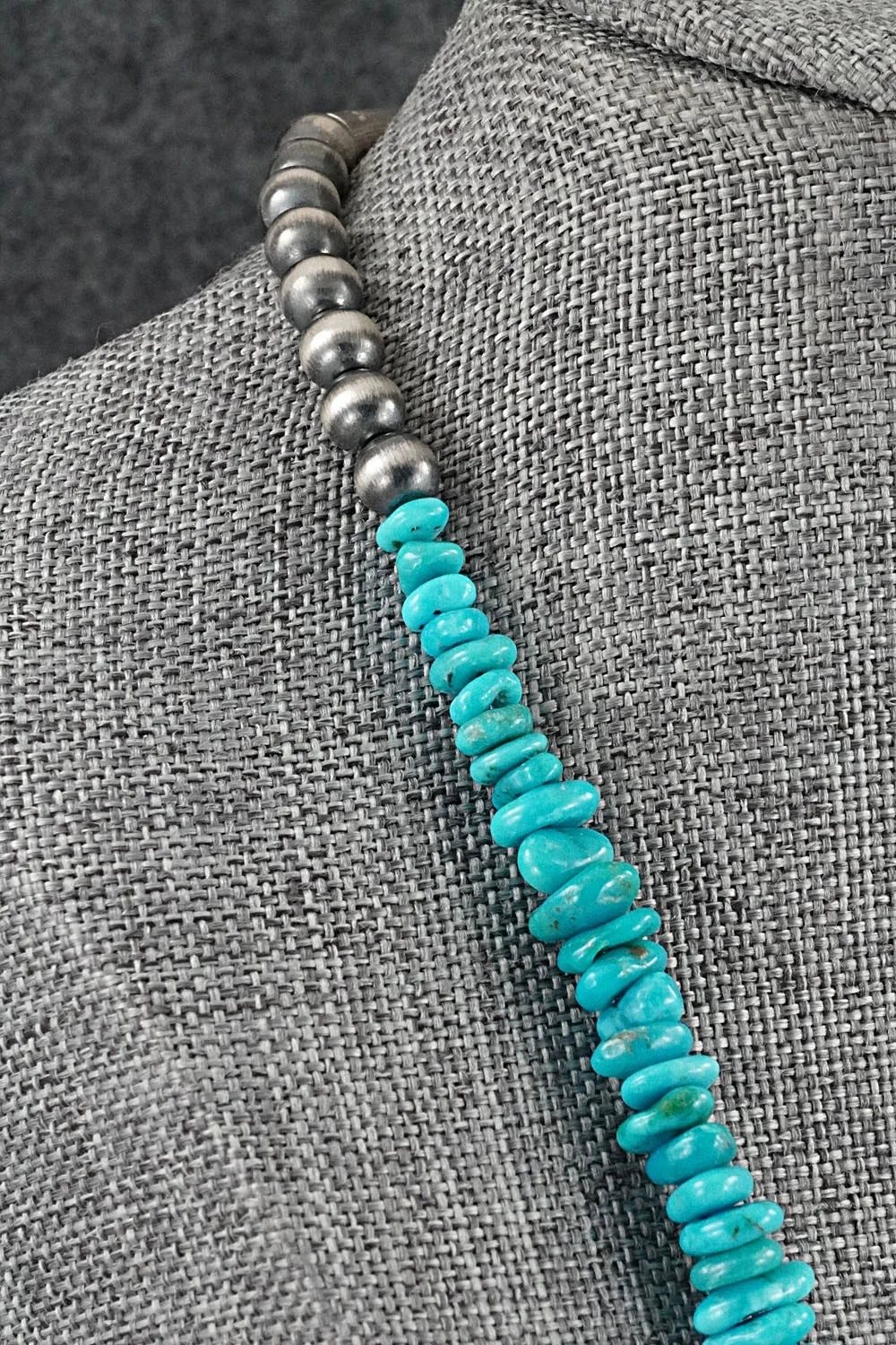 Turquoise & Sterling Silver Necklace 22" - Doreen Jake