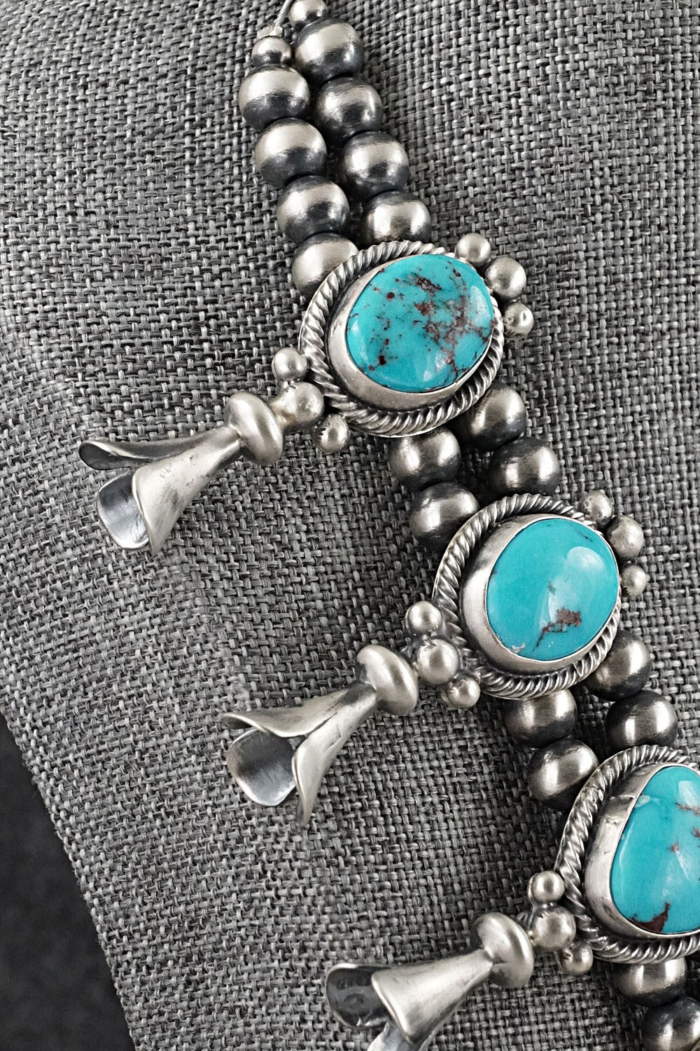 Turquoise & Sterling Silver Squash Blossom Set - Bobby Johnson
