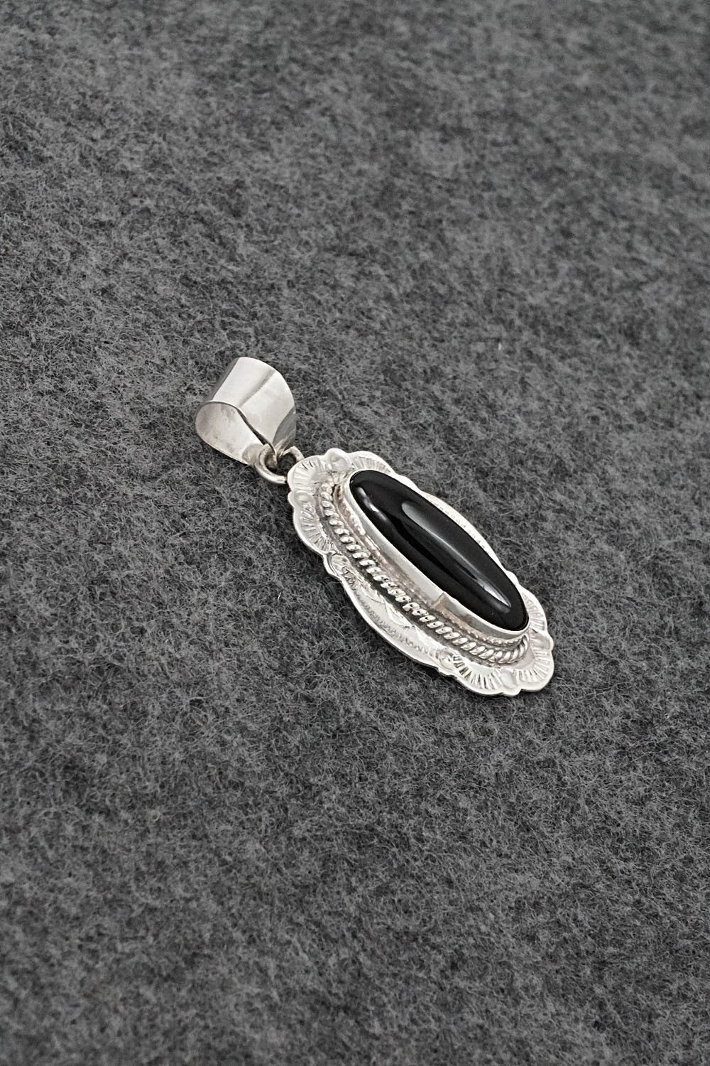 Onyx & Sterling Silver Pendant - Peggy Skeets